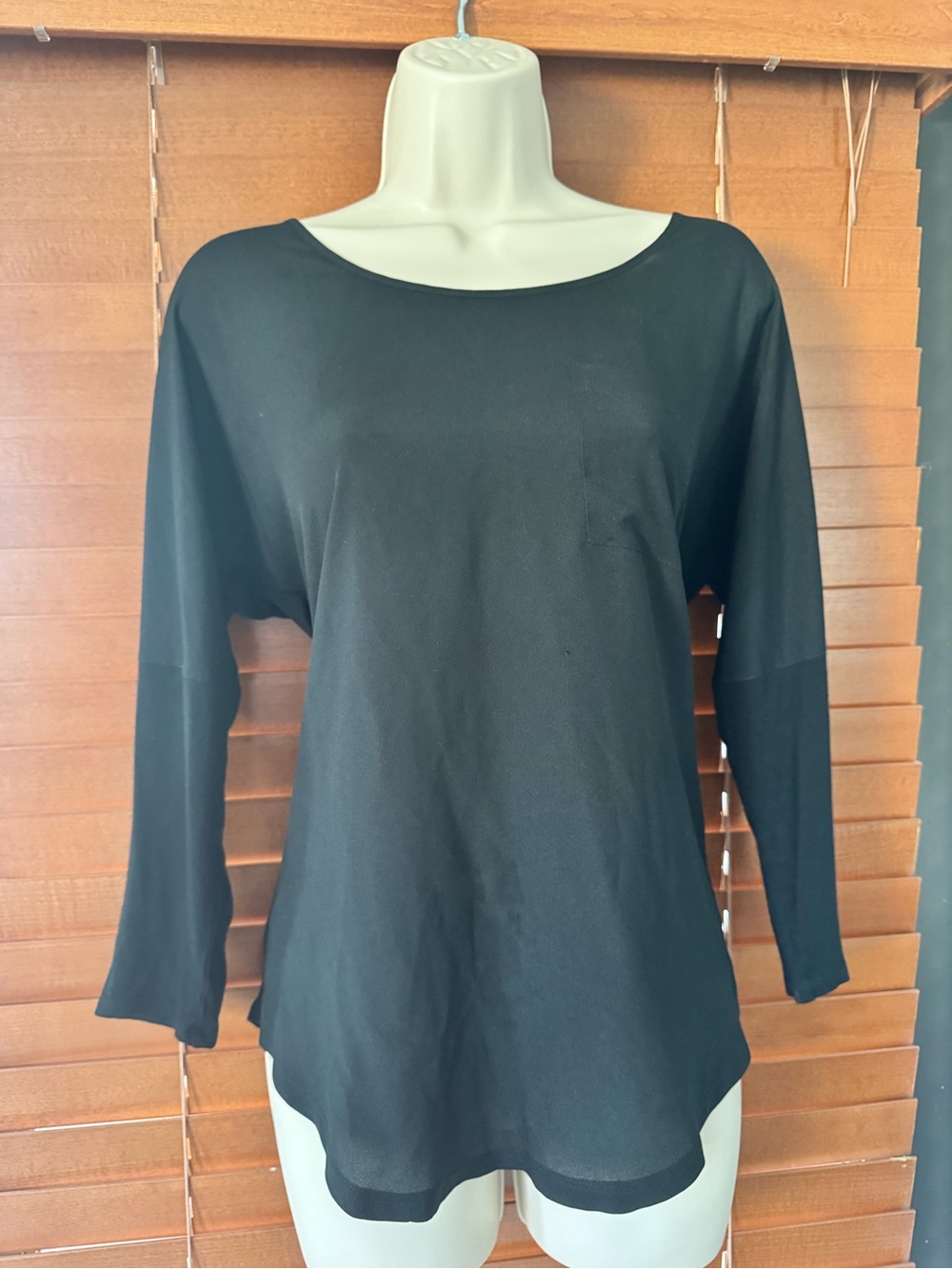 Banana Republic Black Long-Sleeve Boat Neck Top
